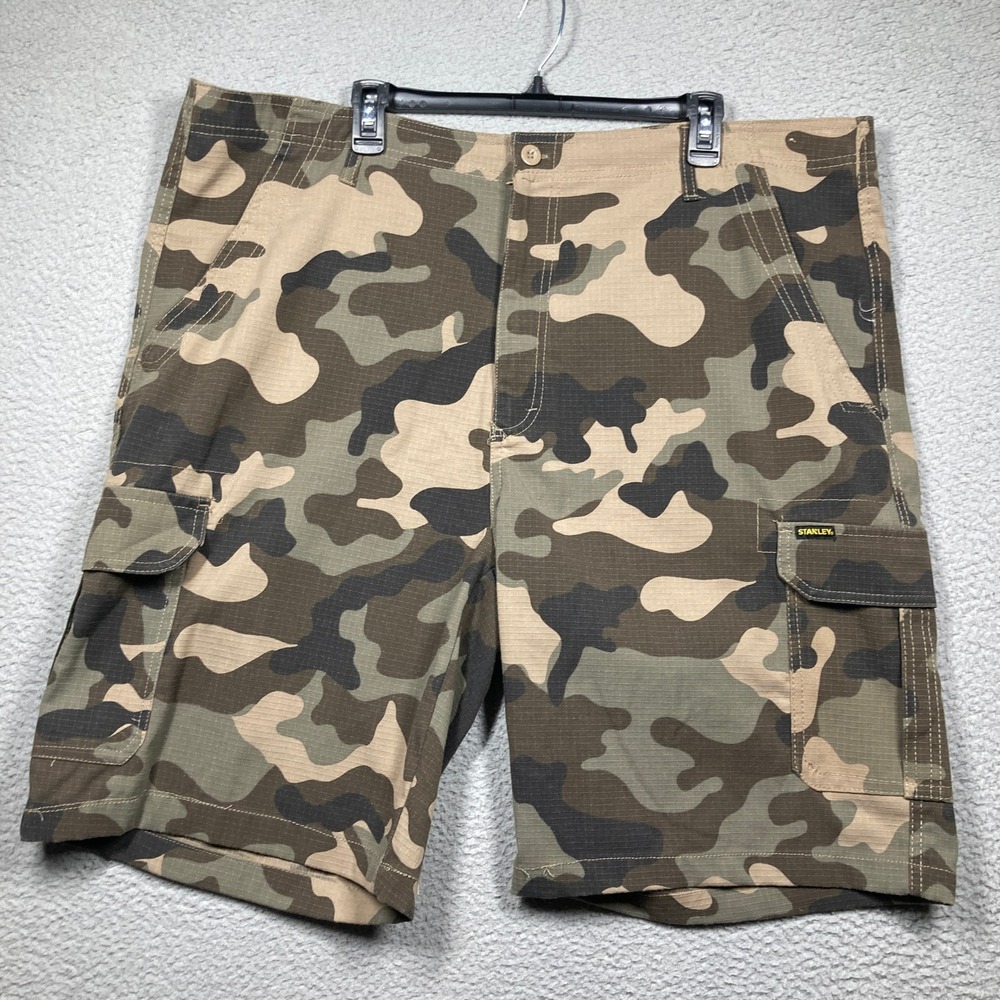 Stanley Cargo Shorts Mens 42 Camo Ripstop Stretch Workwear Tactical Utility